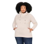 Ulla Popken Sweatshirt, Weiter Stehkragen, Taschen, Raglan-Langarm Sudadera, Natural Melange, 62-64 para Mujer