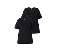 Ulla Popken t-Shirt, 2er Gleichfarbig Pack de 2 Camisetas básicas del Mismo Color, Negro, 54-56 Grande Mujeres