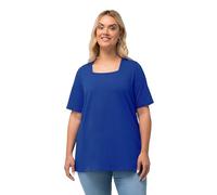 Ulla Popken T-Shirt, A-Linie, Carree-Ausschnitt, Halbarm Camiseta de Cuello, Azul Cobalto, 50-52 Mujeres