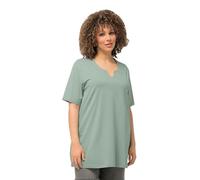 Ulla Popken T- Shirt, A-Linie, Tunika-Ausschnitt, Halbarm - Camiseta de túnica para Mujer, Verde Espuma Claro, 52-54
