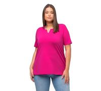 Ulla Popken T-Shirt, A-Linie, Tunika-Kragen, Halblange Ärmel Camiseta, Fuchsia Pink, 50-52 para Mujer