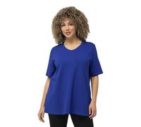 Ulla Popken T-Shirt, A-Linie, V-Ausschnitt, Halbarm Camiseta Cuello en V, Azul Cobalto, 50-52 Mujeres