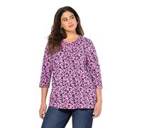 Ulla Popken T-Shirt, A-Linie, V-Ausschnitt, Zierfalten, 3/4-arm Camiseta, Amatista, 58-60 Mujeres