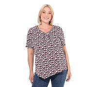 Ulla Popken T-Shirt, Herzen, Zipfelsaum, V-Ausschnitt, Halbarm Camiseta, Negro, 50-52 Mujeres