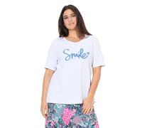Ulla Popken T-Shirt mit Flauschigem Schriftzug, Classic Camiseta clásica con Texto Esponjoso, Blanco Nieve, 48-50 Grande Mujeres
