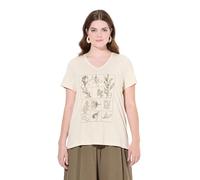 Ulla Popken T-Shirt mit Plant Placement Camisetas, Blanco Perla, 44-46 Mujeres