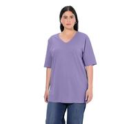 Ulla Popken T-Shirt mit V-Ausschnitt Camisa Ajustada, Lila Azul, 50-52 Mujeres