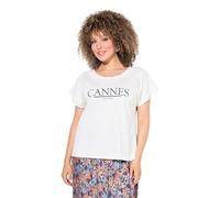 Ulla Popken T-Shirt, Schriftmotiv, Oversized, Rundhals, Halbarm Camiseta, Blanco Roto, 54-56 Mujeres