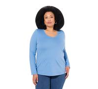 Ulla Popken T-Shirt, Slim, Rundhalsausschnitt, Langarm Camiseta, Aciano Brillante, 60 ES/62 ES Mujeres