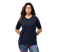 Ulla Popken T-Shirt, UV-Schutz 50+, V-Ausschnitt, Halbarm Camisetas, Marine, 56-58 para Mujer