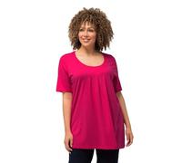 Ulla Popken T-Shirt, Zierfalten, A-Linie, Rundhals, Halbarm, Modal Camisetas, Rosa Magentapink, 48-50 para Mujer