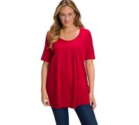 Ulla Popken T-Shirt, Zierfalten, A-Linie, Rundhals, Halbarm, Modal, Camisetas Mujer, Mohn,