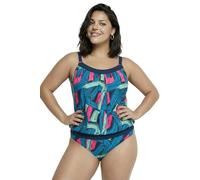 Ulla Popken Tankini, Estampado de Pinceladas, Rellenos Blandos, Dobladillo elástico Azul Oscuro 42+ 846913750-42+