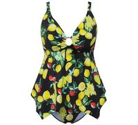 Ulla Popken Tankini Judith Bayas Limón 826539 Juego, Negro, 48 Mujeres