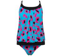 Ulla Popken Tankini, patrón de Leopardo de neón, Rellenos Blandos, Tirantes Ajustables Azul Turquesa 42+ 827647758-42+