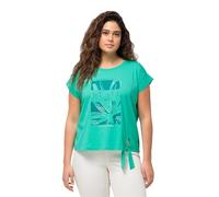 Ulla Popken Top Corto para Atar con Estampado Oversized 829241 Camiseta, Verde Agua, 48-50 Mujeres