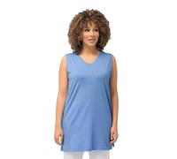 Ulla Popken Top, Cuello en V, Holgado, sin Mangas, algodón Azul Nube 46+ 531122718-46+