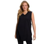 Ulla Popken Basic-V-Top Camisetas, Schwarz, 52-54 para Mujer