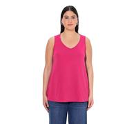 Ulla Popken Top para Mujer, Cuello en V, clásico, sin Mangas, Camisetas, Rosa Magentapink, 50-52