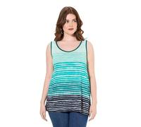 Ulla Popken Top, gradiente con Rayas, Forma en A, Cuello Redondo, sin Mangas Marina 42+ 828017130-42+
