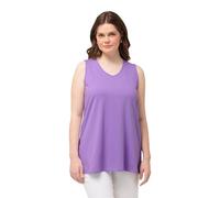 Ulla Popken Top, línea A, Cuello de Pico, sin Mangas Azul Lila 50+ 807291810-50+