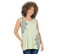 Ulla Popken Top, Mandalas, línea A, Cuello Redondo, sin Mangas lichte limoen 50+ 838504409-50+