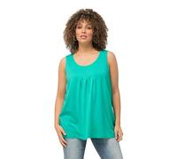 Ulla Popken Top, Pliegue Decorativo, Una línea, Cuello Redondo, Sin Mangas, Modal 796470 Camiseta, Verde Agua, 44-46 Mujeres