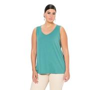 Ulla Popken Top, V-Ausschnitt, Classic, Ärmellos Camiseta, Clásico Verde Claro, 54-56 Mujeres