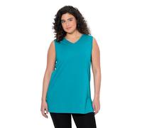 Ulla Popken Top, V-Ausschnitt, Relaxed, Ärmellos, Baumwolle Camiseta, petróleo, 50-52 Mujeres