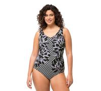 Ulla Popken Traje de baño Alice V-Neck, Racefruit Sola Pieza, Negro, 46 Mujeres