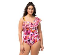 Ulla Popken Traje de baño Fabienne con un Hombro con Volante, Batik Journey 827705 Sola Pieza, Amarillo, 3 Mes Mujeres