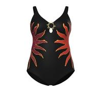 Ulla Popken Traje de baño para Mujer, diseño de Sol, Copas Blandas, Agujero de Llave, Reciclado, para el Sol, Copas Blandas, con Agujero en el Cuello, Negro, 42