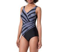 Ulla Popken Traje de baño para Mujer, Tallas Grandes, Tallas Grandes, Rayas, Copas Suaves, drapeado, Reciclado 826299, Negro, 52