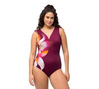 Ulla Popken Traje De Baño Petra, Hombro Acanalado Flor 826508 Sola Pieza, Rojo, 60 Mujeres