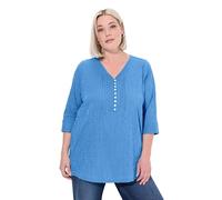 Ulla Popken Bubble-Tunika, Herzausschnitt, Biesen, 3/4-arm Túnica, Azul Cobalto, 48-50 Grande Mujeres