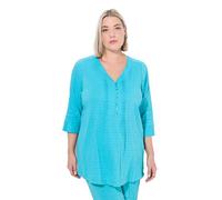 Ulla Popken Bubble-Tunika, Biesen, Herzausschnitt, 3/4-arm Túnica, Aqua Profundo, 44-46 Grande Mujeres