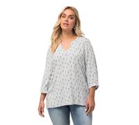 Ulla Popken Tunika mit Knopfleiste und Druck Blusas, Blanco, 48-50 Mujeres