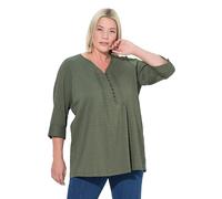 Ulla Popken - Túnica para Mujer, Tallas Grandes, Tallas Grandes, Talla Grande, con Flecos, Cuello en Forma de corazón, Manga 3/4