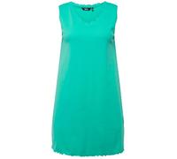 Ulla Popken Vestido, Bordes ondulados, línea A, Acanalado, algodón orgánico 793167, Verde, 52-54 para Mujer