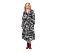 Ulla Popken Vestido, cordón, Cuello de túnica, Bolsillos, Manga Larga Negro 50+ 822137130-50+