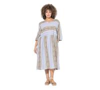 Ulla Popken Vestido de caftán para Mujer de Tallas Grandes y Tallas Grandes, Rayas, línea A, Cuello en V, Manga 3/4, 838739, Albaricoque, 48-50