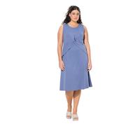 Ulla Popken Vestido de Jersey, Apariencia de Varias Capas, Forma en A, Cuello Redondo, sin Mangas Azul atlántico 50+ 837874722-50+
