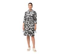Ulla Popken Vestido de Jersey, Hojas, Cuello Camisero, Manga 3/4 Marina 46+ 825554770-46+