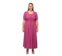 Ulla Popken - Vestido de mezcla de lino para mujer, talla grande. Cuello redondo y manga corta. Rosa brillante claro 52 818323805-50, Rosa Brillante Claro