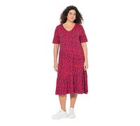 Ulla Popken Vestido de Mujer con Volantes asimétricos, Rojo neón, 54-56