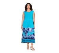 Ulla Popken - Vestido de Punto con Cenefa de Palma para Mujer, Tallas Grandes, Tallas Grandes, Aqua Profundo, 48-50