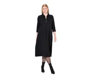 Ulla Popken Vestido de Punto, Cremallera Brillante, Manga 3/4 Negro 50+ 834178100-50+