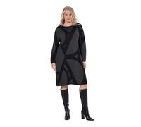 Ulla Popken Vestido de Punto, Estampado gráfico, Escote de Submarino, Manga Larga Gris Caqui 46+ 843353120-46+