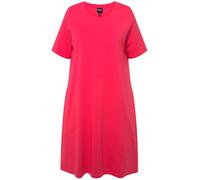 Ulla Popken Vestido de Punto, línea A, Cuello Redondo, Media Manga, Bolsillos 819165, Rojo, 52-54 para Mujer