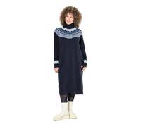 Ulla Popken Strickkleid, Norwegermuster, Rollkragen, Langarm Vestidos, Azul, 54-56 Mujeres